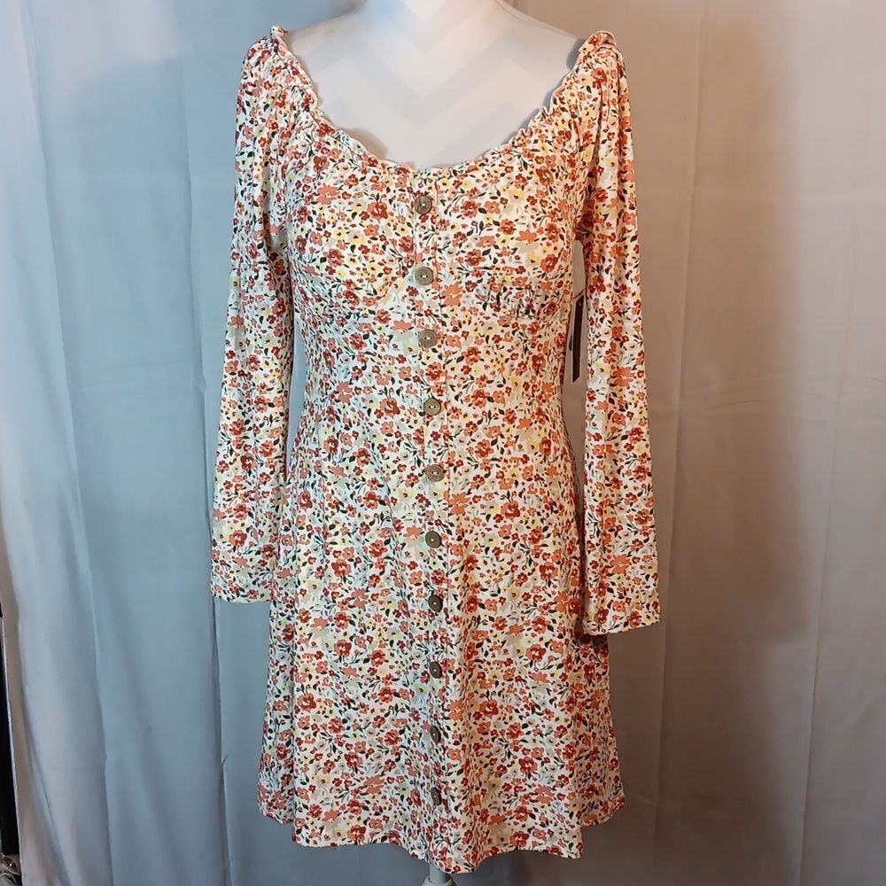 Fall Floral Long Sleeve Above The Knee Dress - Picture 7 of 7